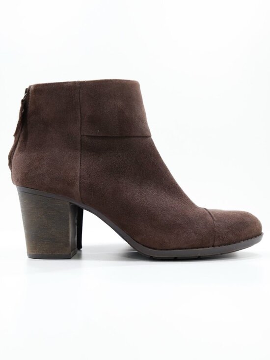 Clarks Enfield Tess Brown Suede 3" Block Heel Ankle Booties - 9.5 - Picture 3 of 7
